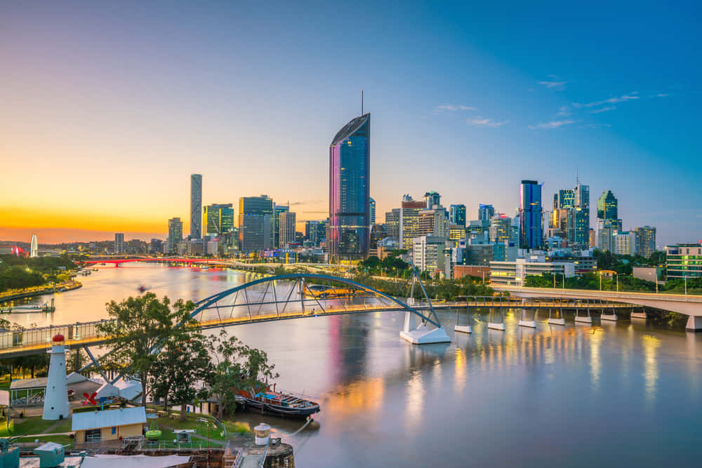Brisbane,City,Skyline,And,Brisbane,River,At,Twilight,In,Australia