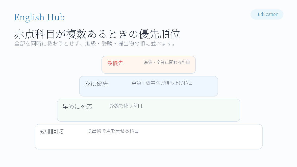 赤点を取った科目が複数ある場合の優先順位