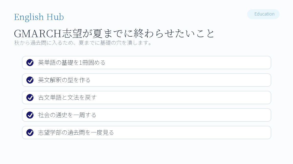 GMARCHを目指す高3が夏までに終わらせたいこと