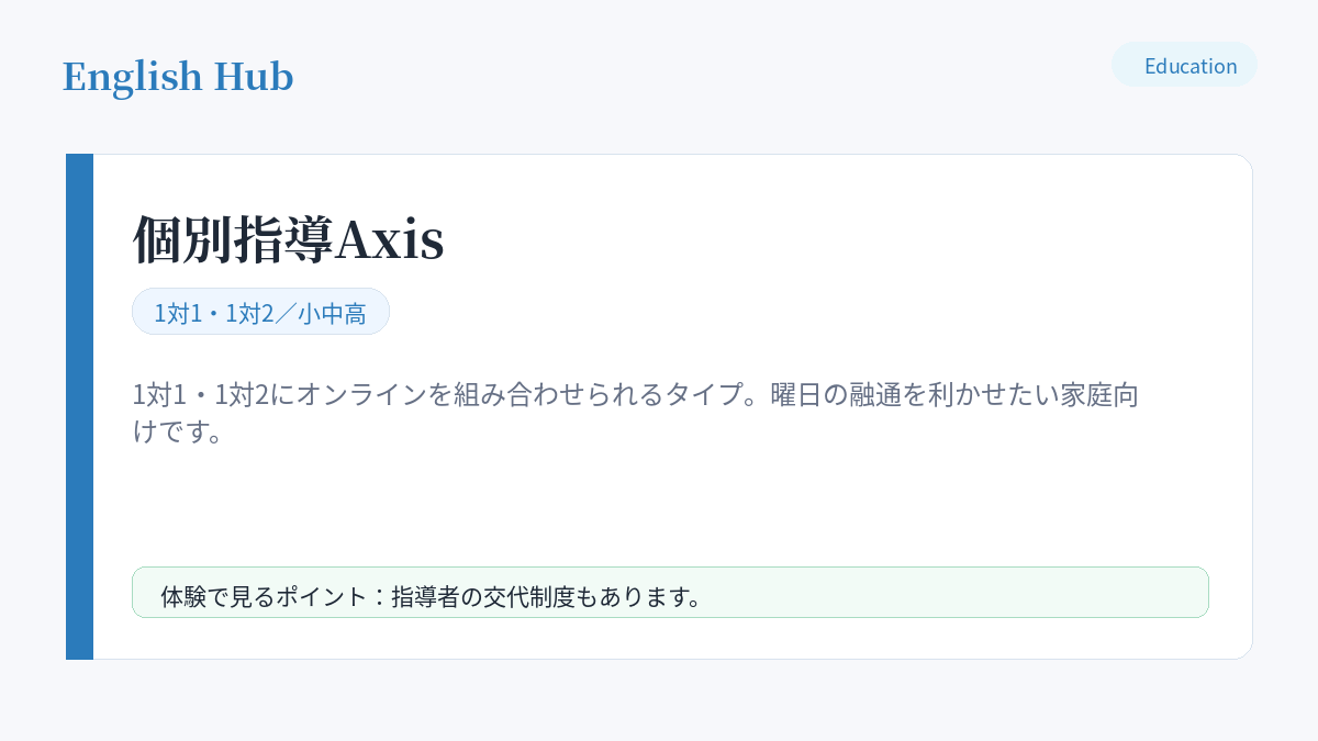 個別指導Axisの指導形式と特徴