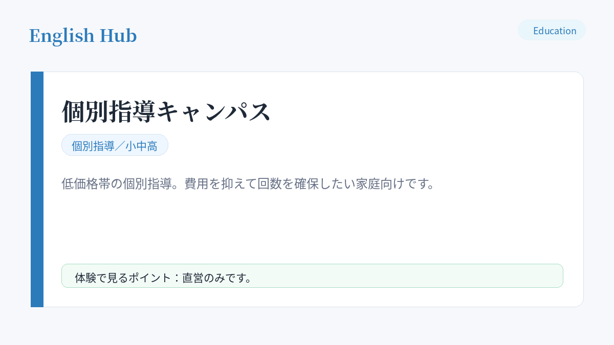 個別指導キャンパスの指導形式と特徴