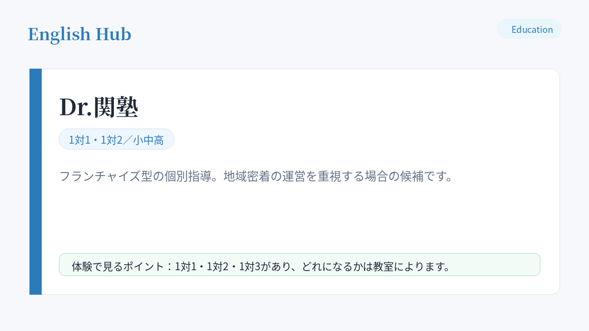 Dr.関塾の指導形式と特徴