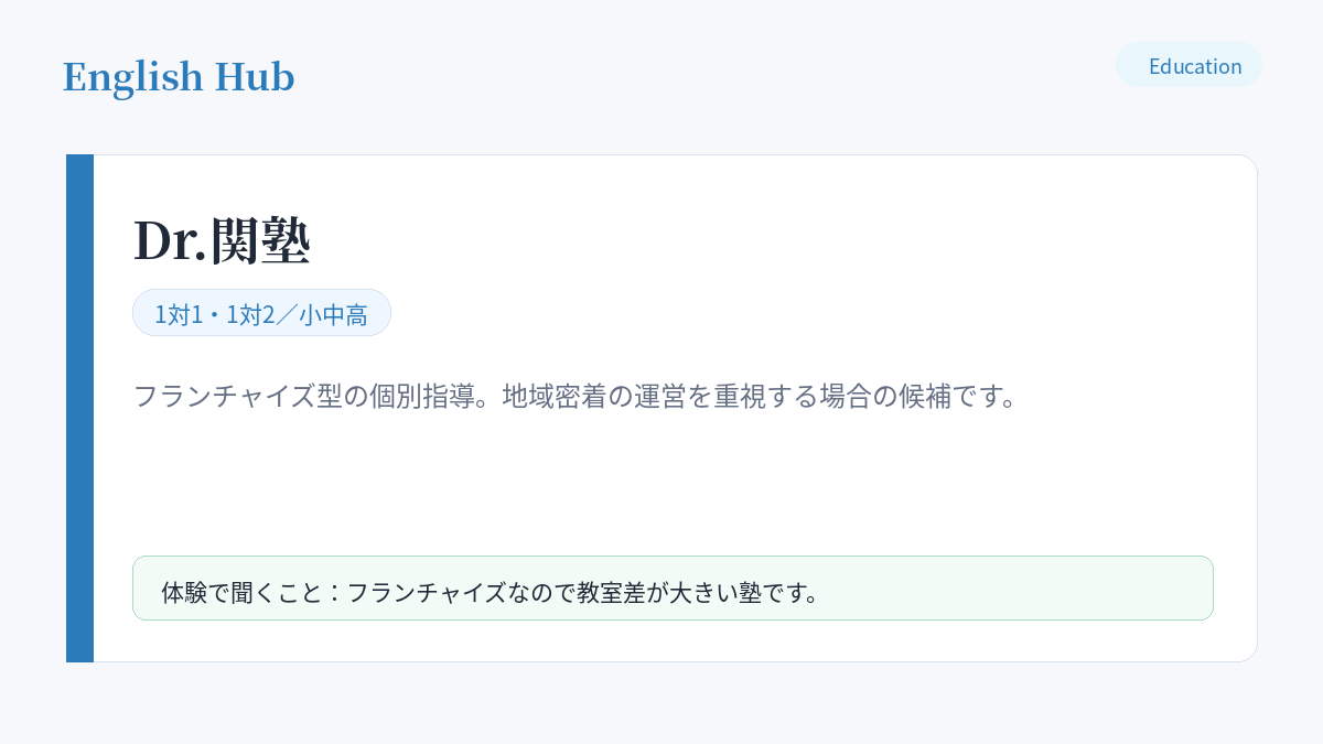 Dr.関塾の指導形式と、瑞江の教室