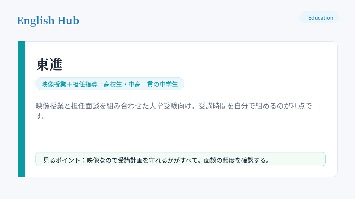 東進の指導形式と、この地域の教室