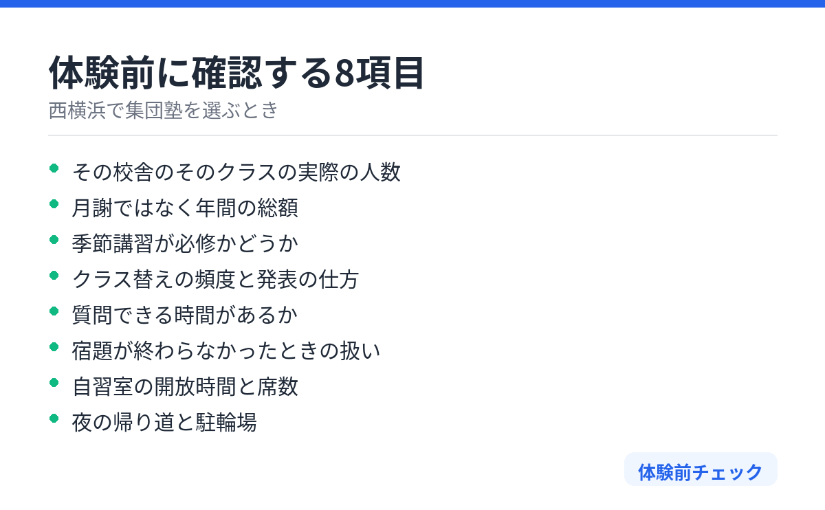 体験前のチェック項目