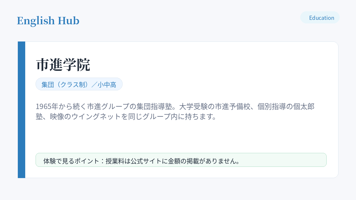 市進学院の指導形式と特徴