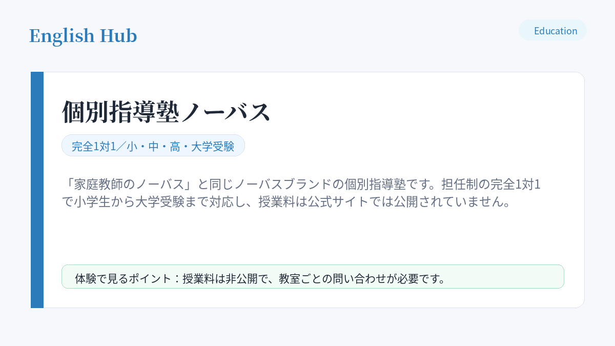 個別指導塾ノーバスの指導形式と特徴