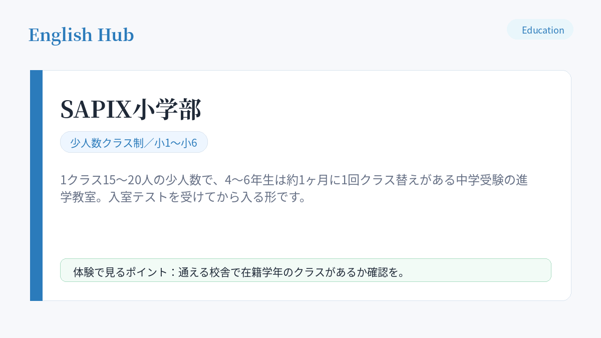 SAPIX小学部の指導形式と特徴