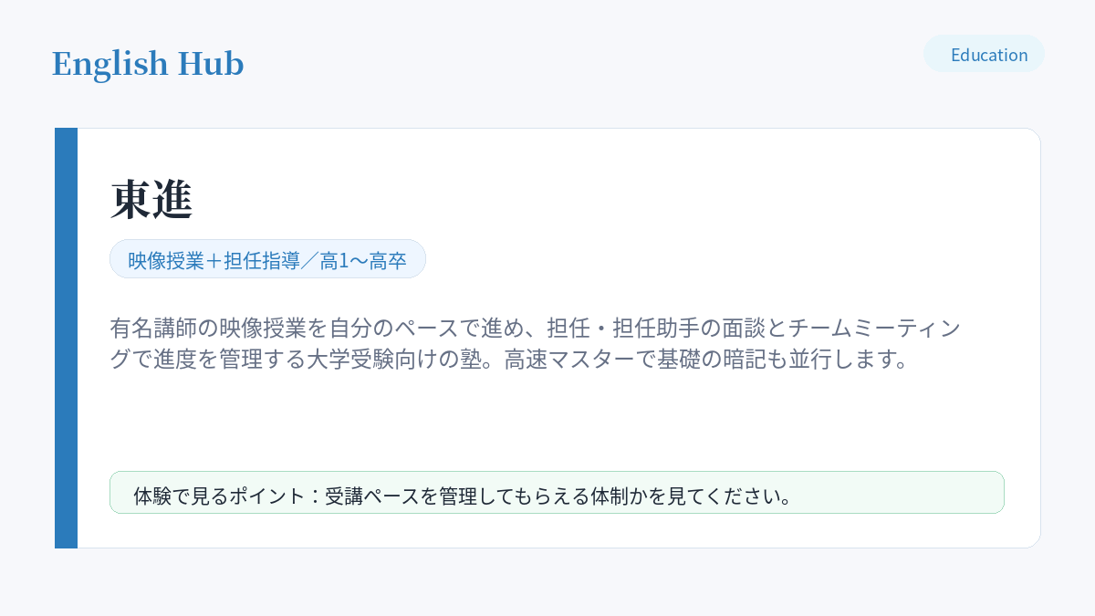 東進の指導形式と特徴