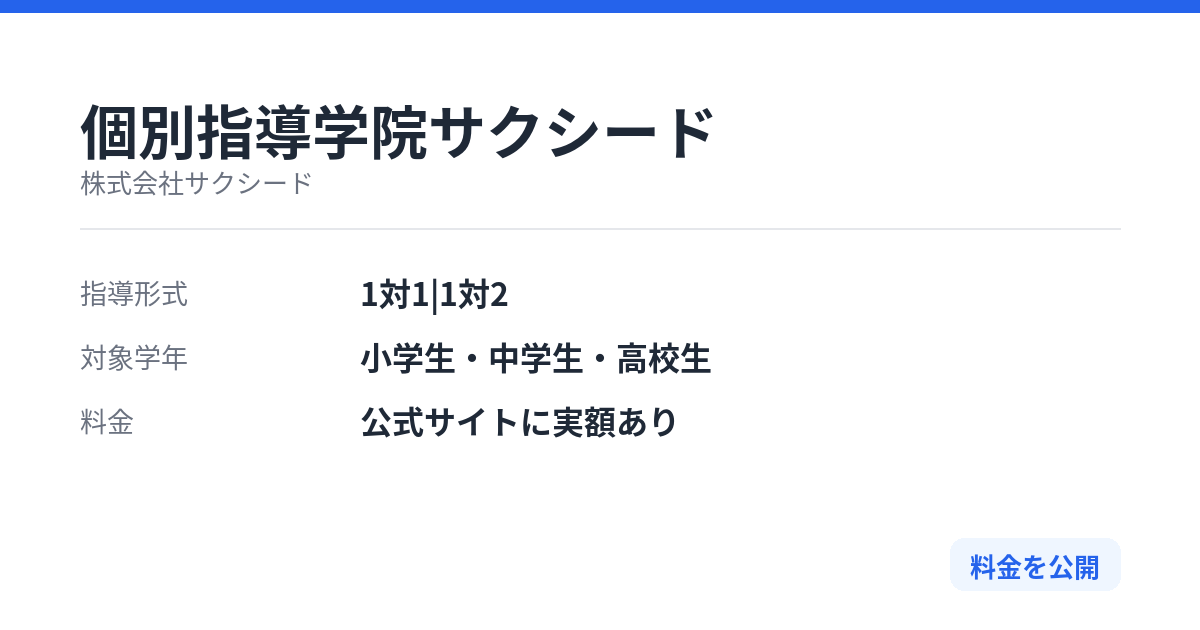 個別指導学院サクシードの特徴